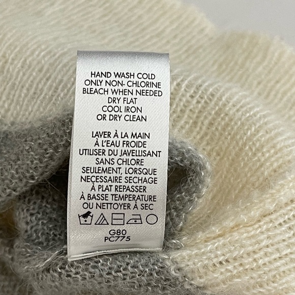 Calvin Klein Mohair Wool Blend Oversized Lightweight Cream &Grey Sweater Size XS - Picture 7 of 9